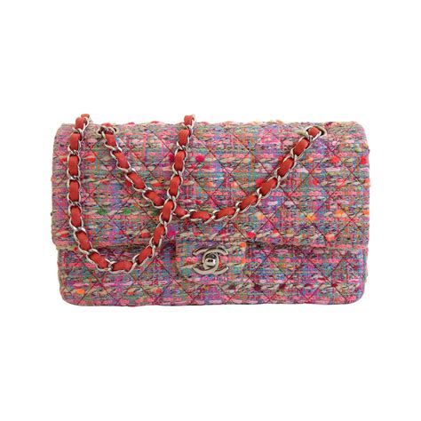 chanel tweed flap bag pink|Chanel tweed double flap bag.